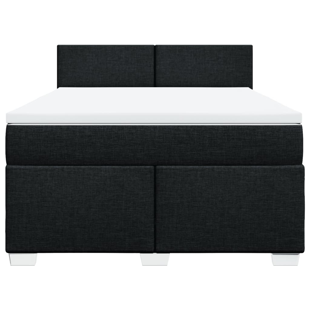 Pat box spring cu saltea, negru, 160x200 cm, textil