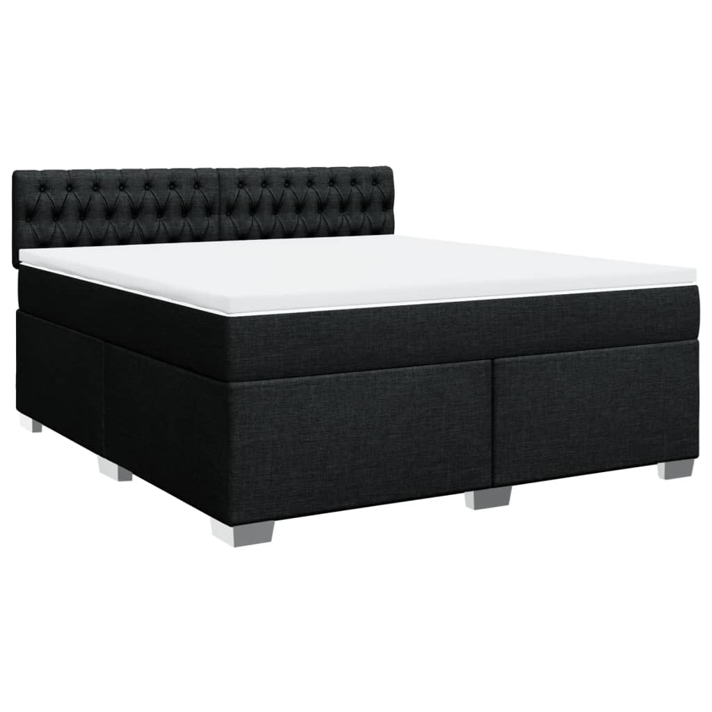 Pat box spring cu saltea, negru, 180x200 cm, catifea