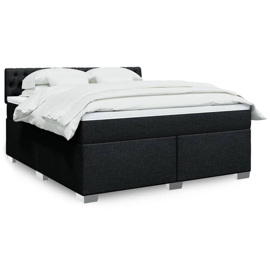 Pat box spring cu saltea, negru, 180x200 cm, catifea