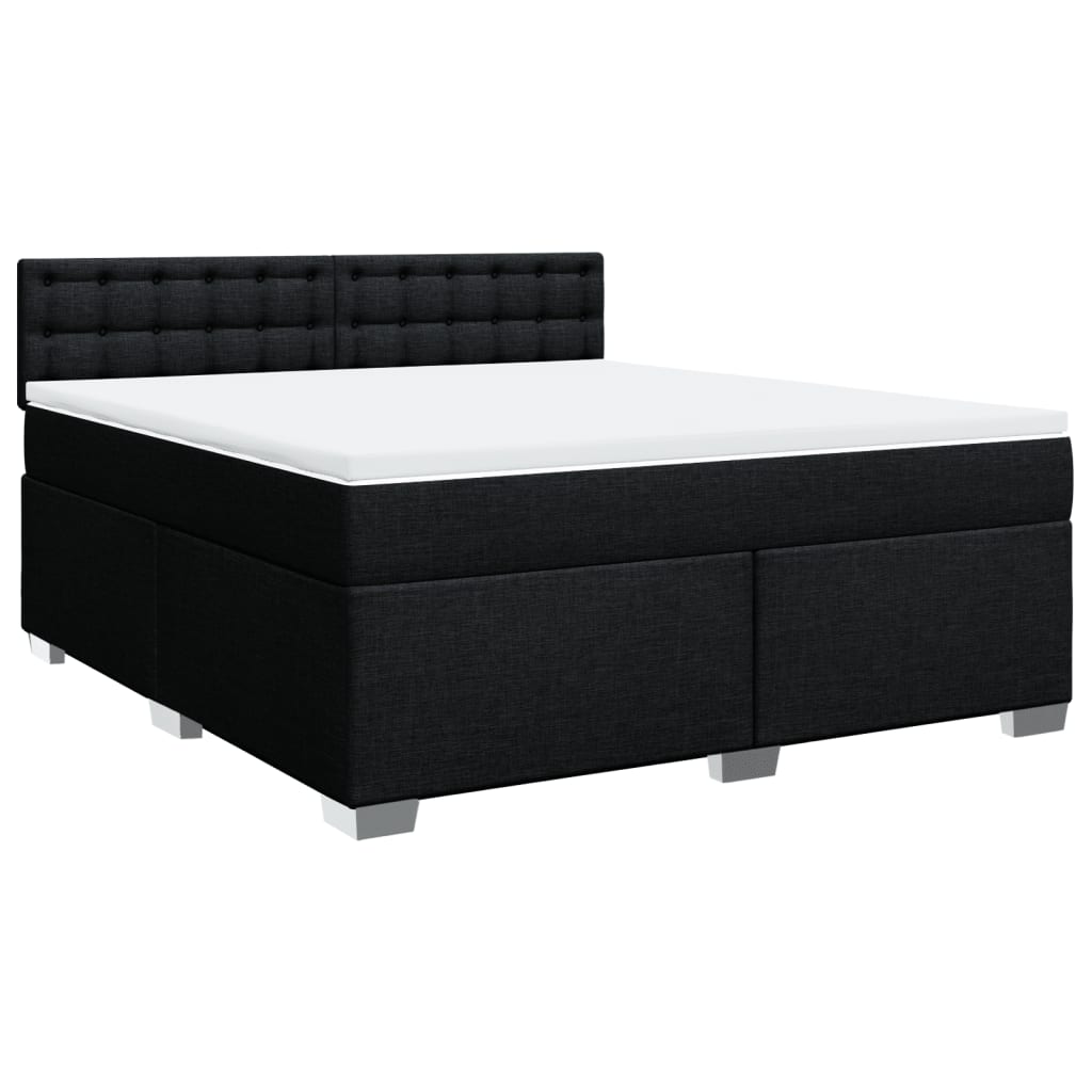 Pat box spring cu saltea, negru, 180x200 cm, catifea