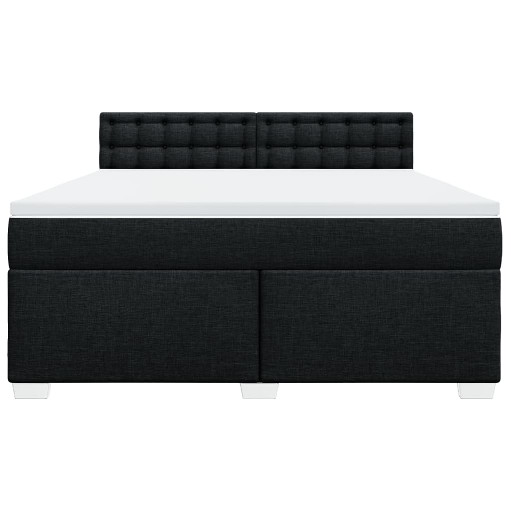 Pat box spring cu saltea, negru, 180x200 cm, catifea