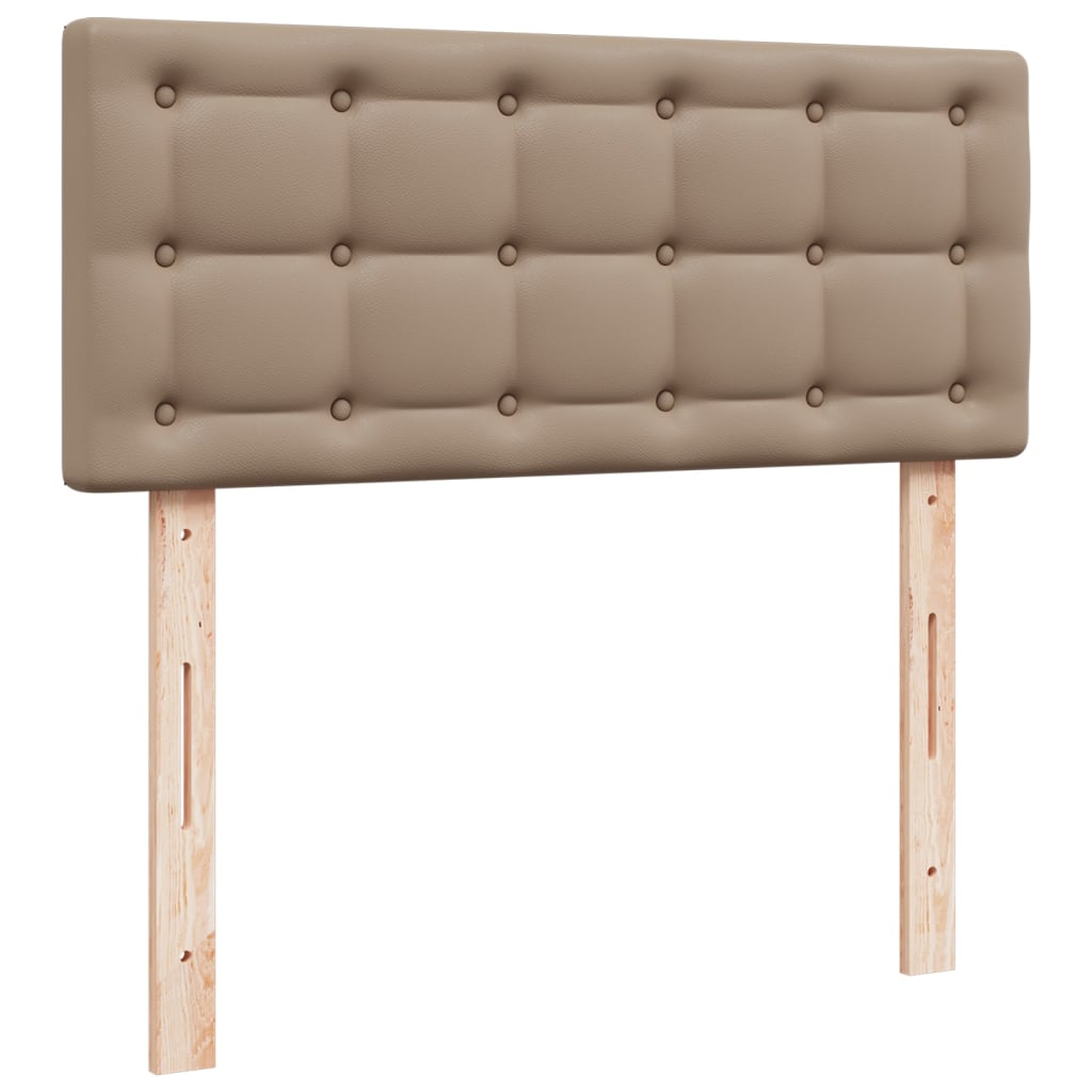 Pat box spring cu saltea, cappuccino, 80x200 cm piele ecologică