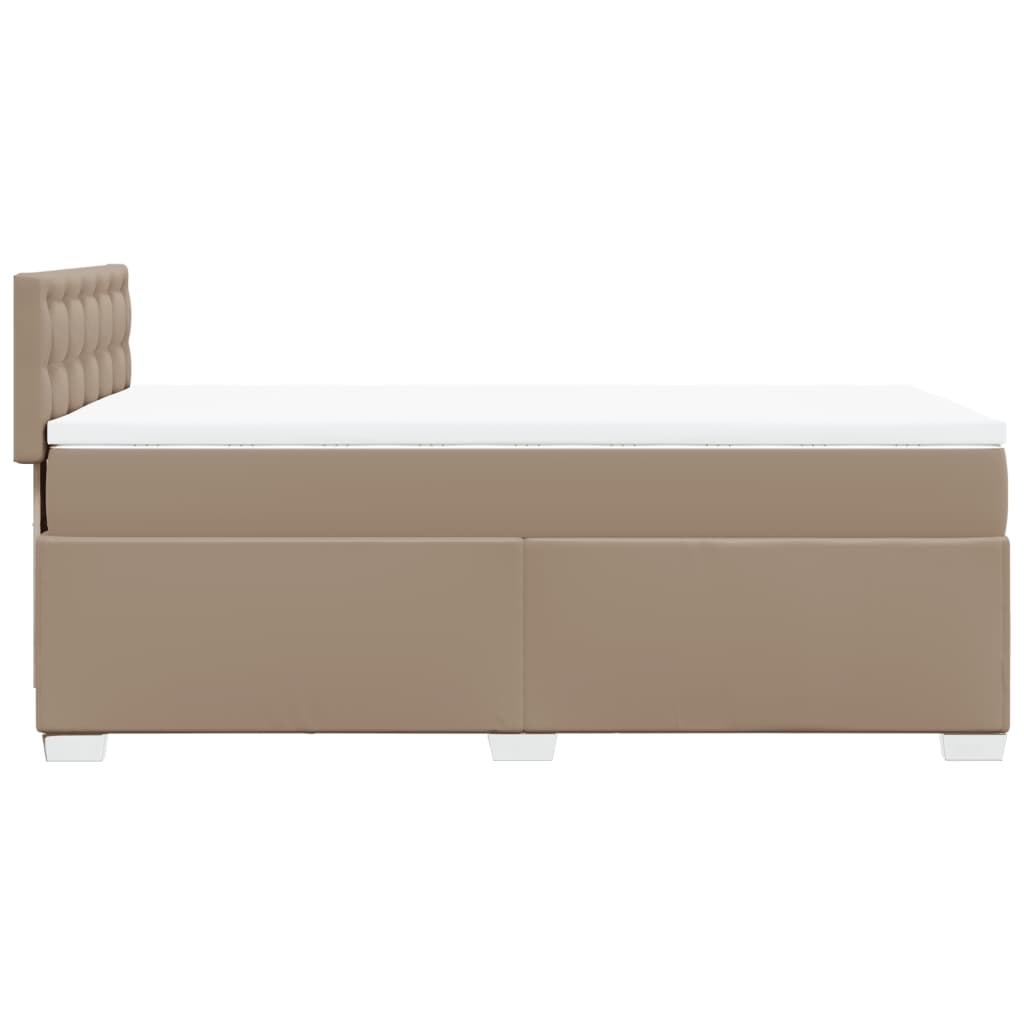 Pat box spring cu saltea, cappuccino, 80x200 cm piele ecologică