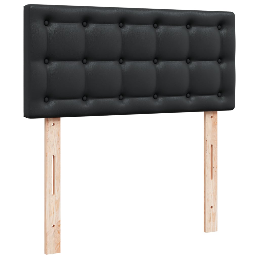 Pat box spring cu saltea, negru, 90x190 cm, piele ecologică