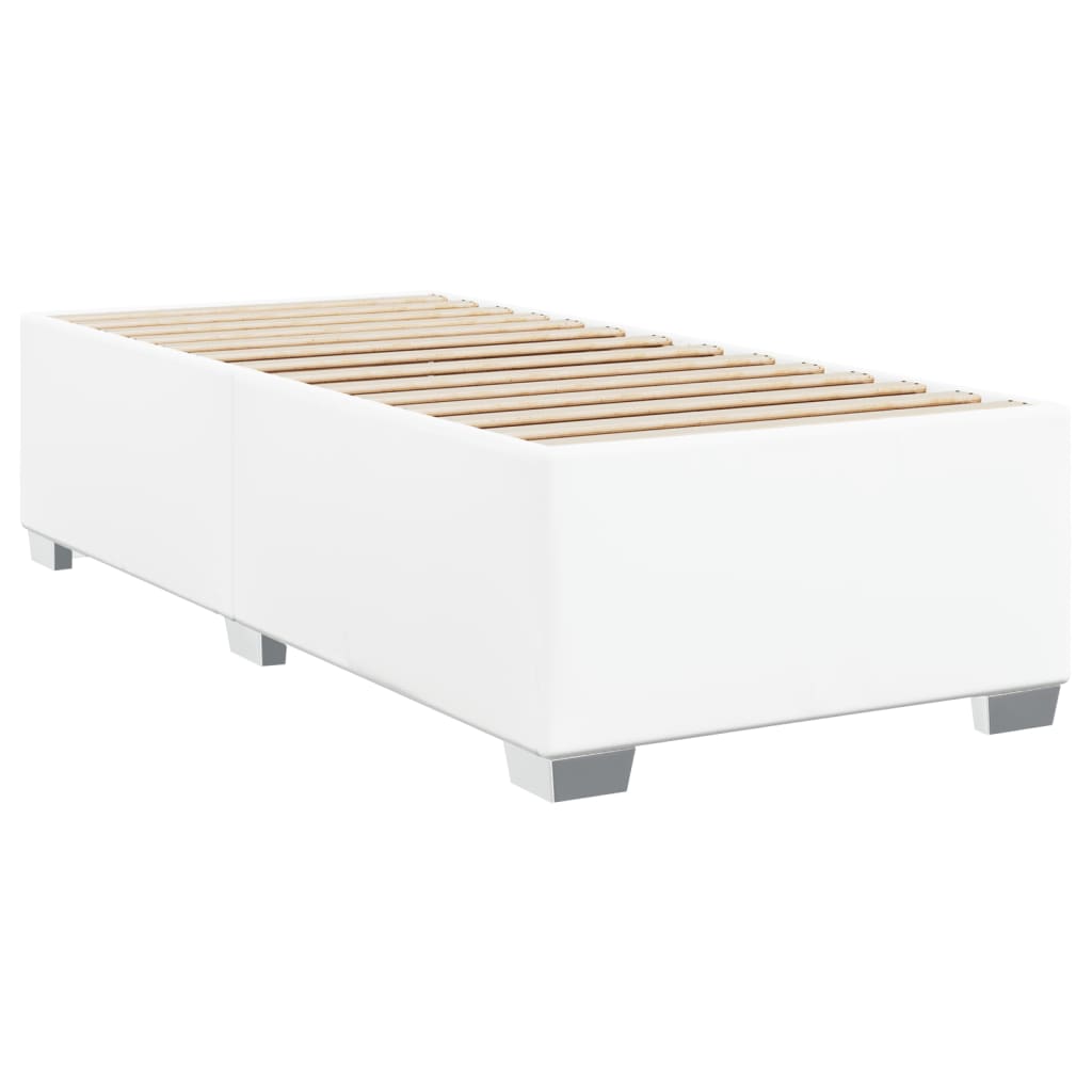 Pat box spring cu saltea, alb, 90x200 cm, piele ecologică