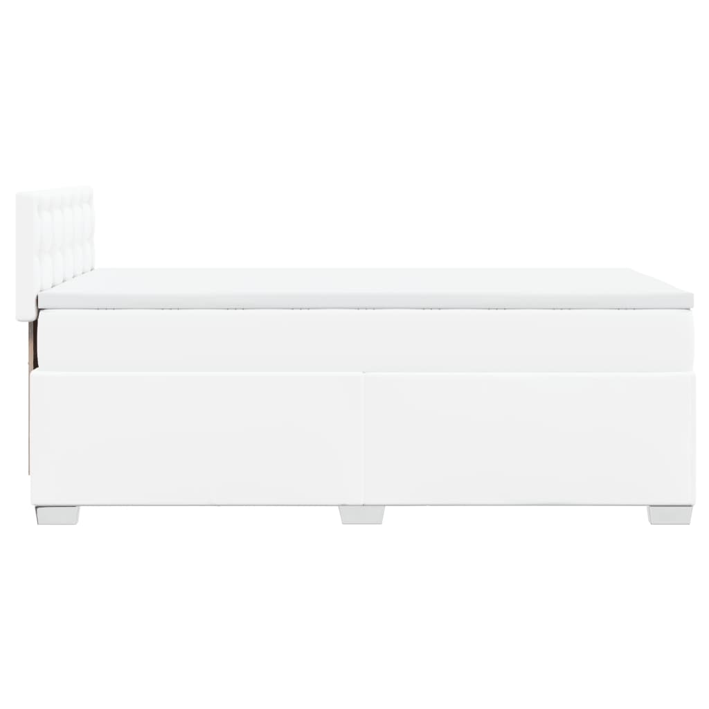 Pat box spring cu saltea, alb, 90x200 cm, piele ecologică