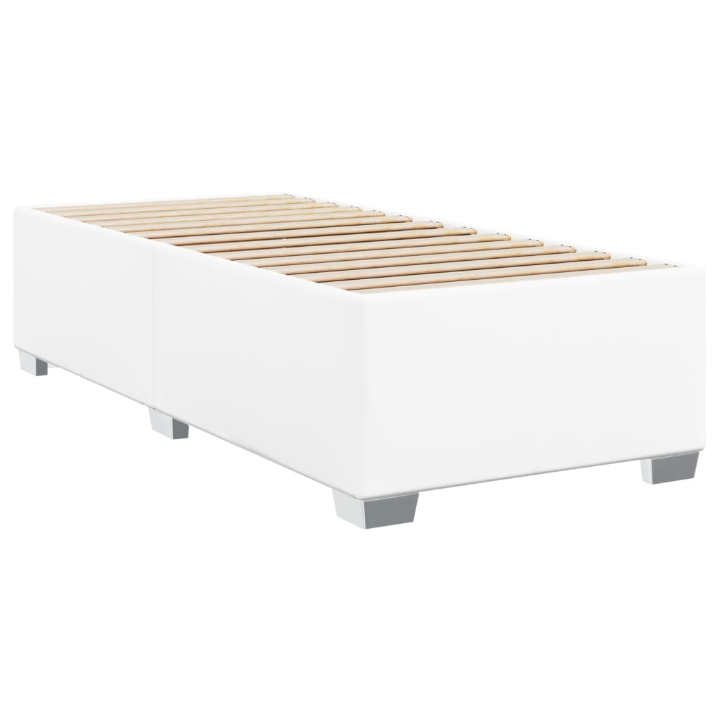 Pat box spring cu saltea, alb, 100x200 cm, piele ecologică