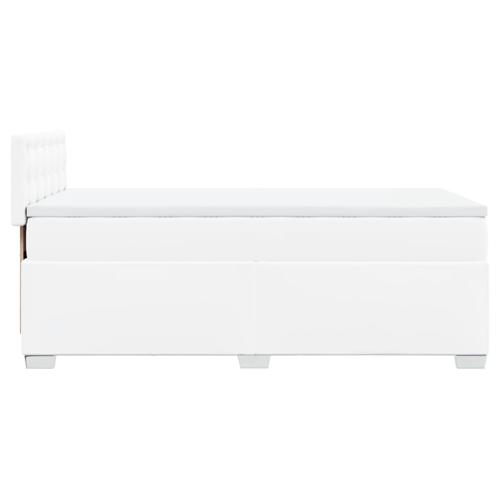 Pat box spring cu saltea, alb, 100x200 cm, piele ecologică