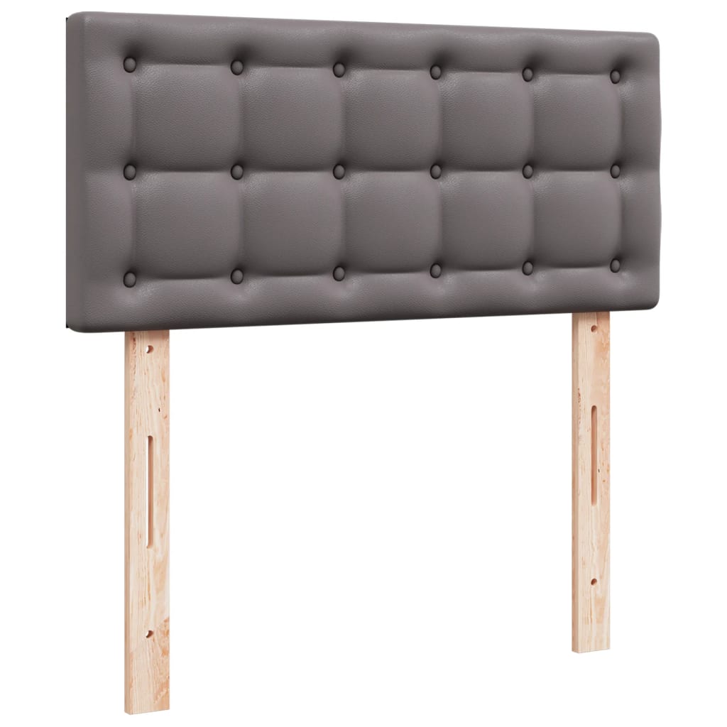 Pat box spring cu saltea, gri, 100x200 cm, piele ecologică