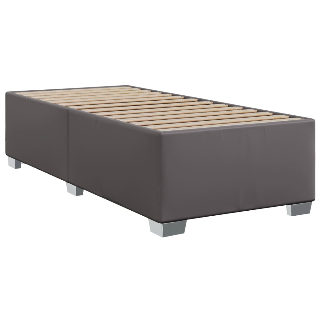 Pat box spring cu saltea, gri, 100x200 cm, piele ecologică