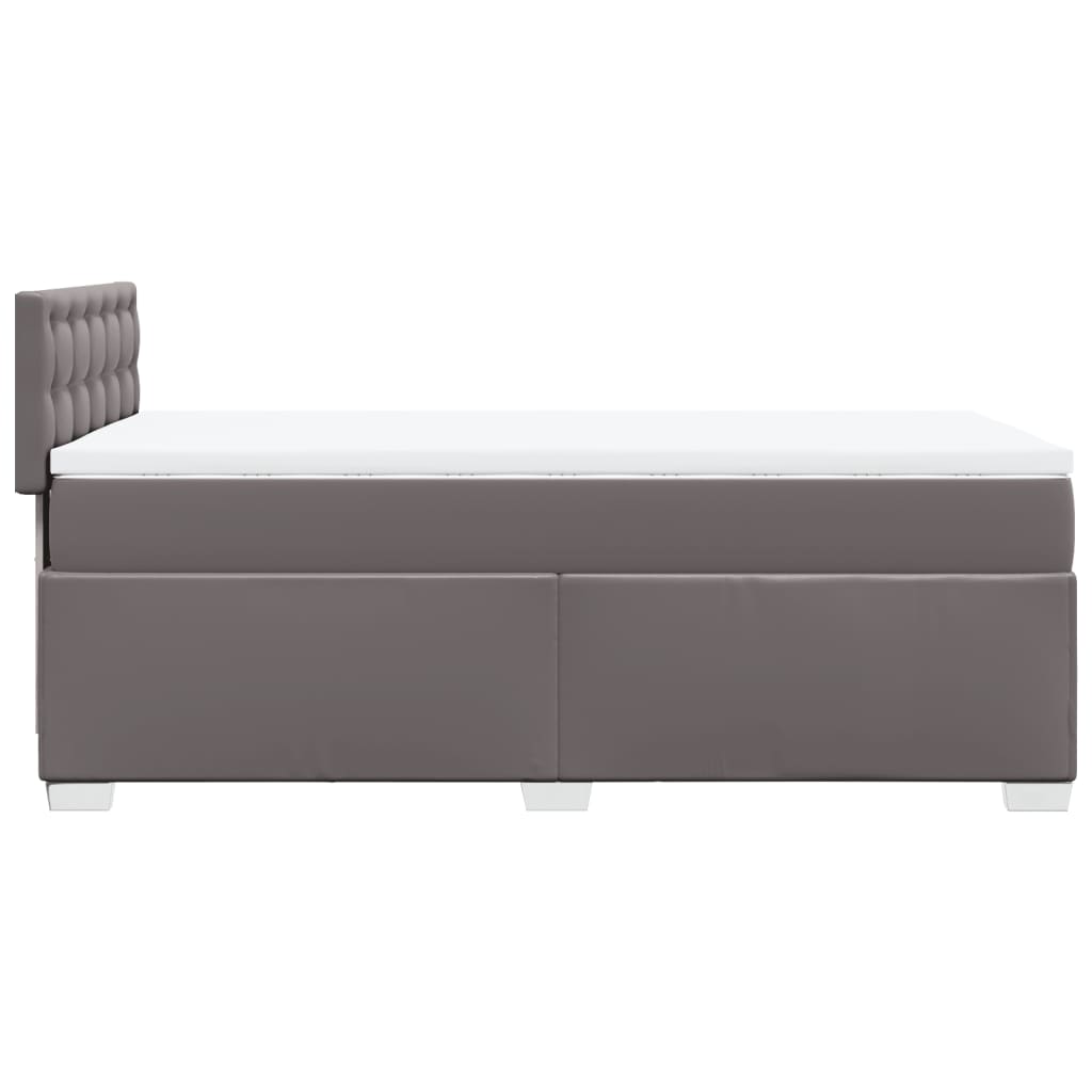 Pat box spring cu saltea, gri, 100x200 cm, piele ecologică