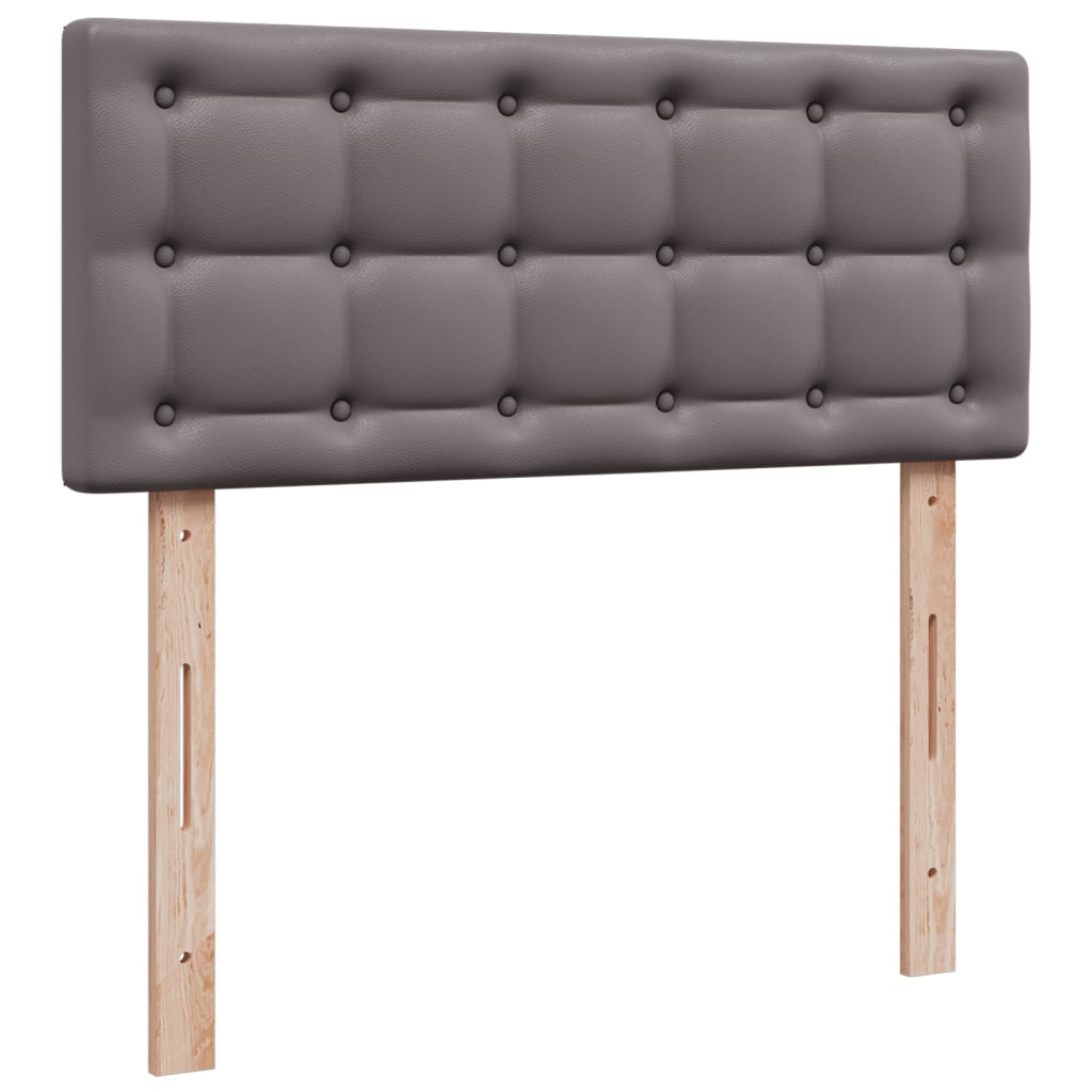 Pat box spring cu saltea, gri, 120x190 cm, piele ecologică