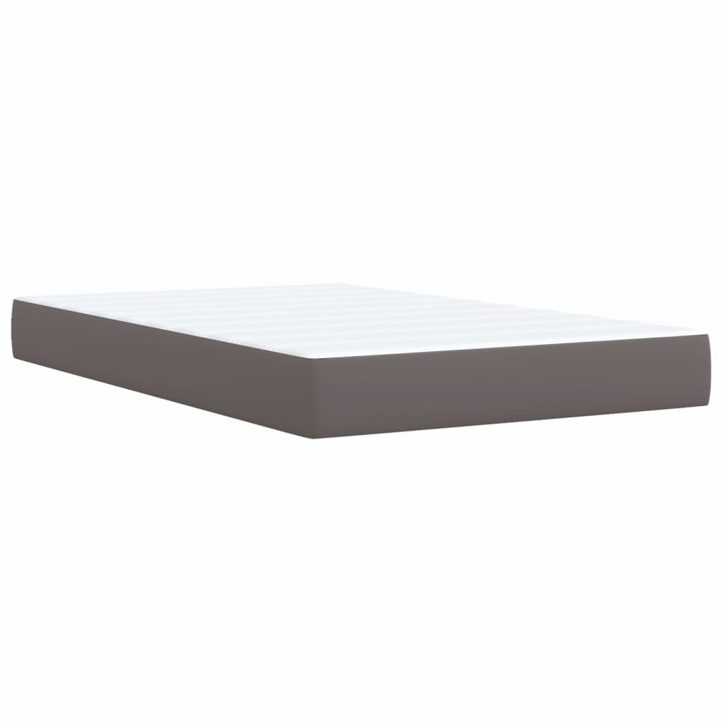 Pat box spring cu saltea, gri, 120x190 cm, piele ecologică