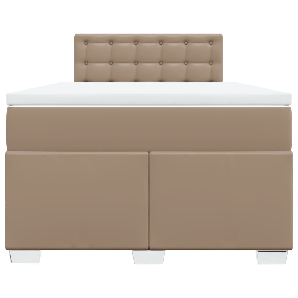 Pat box spring cu saltea, cappuccino, 120x190cm piele ecologică