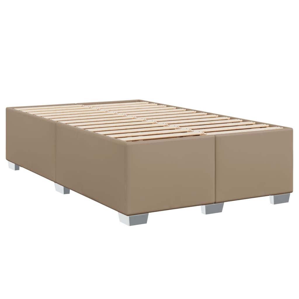 Pat box spring cu saltea, cappuccino, 120x190cm piele ecologică