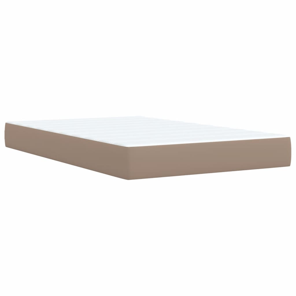 Pat box spring cu saltea, cappuccino, 120x200cm piele ecologică