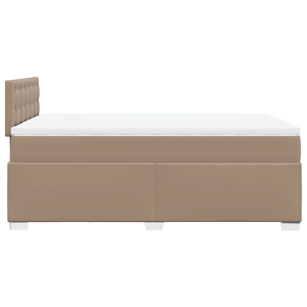 Pat box spring cu saltea, cappuccino, 120x200cm piele ecologică