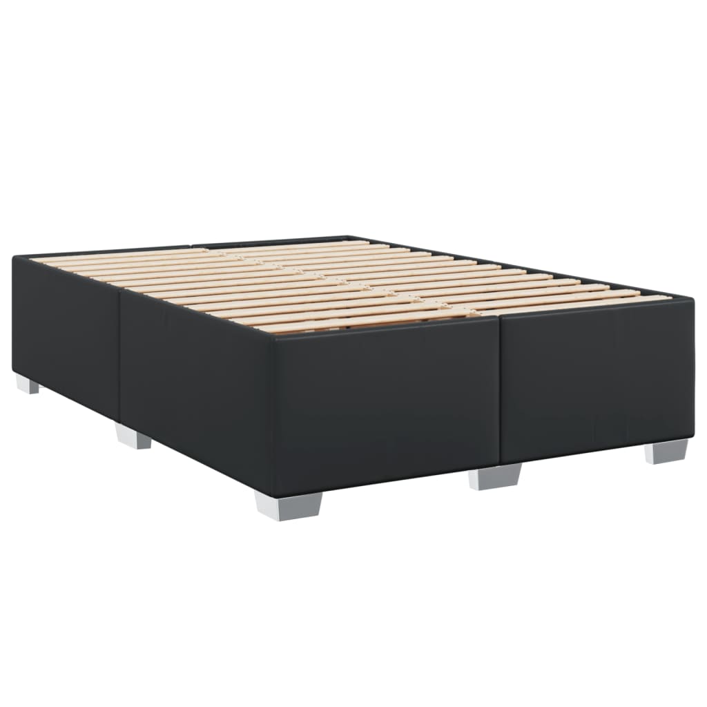 Pat box spring cu saltea, negru, 140x190 cm, piele ecologică