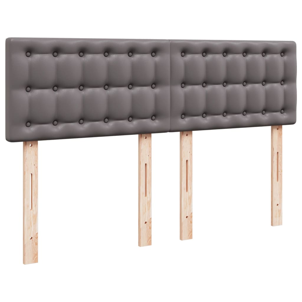 Pat box spring cu saltea, gri, 140x200 cm, piele ecologică