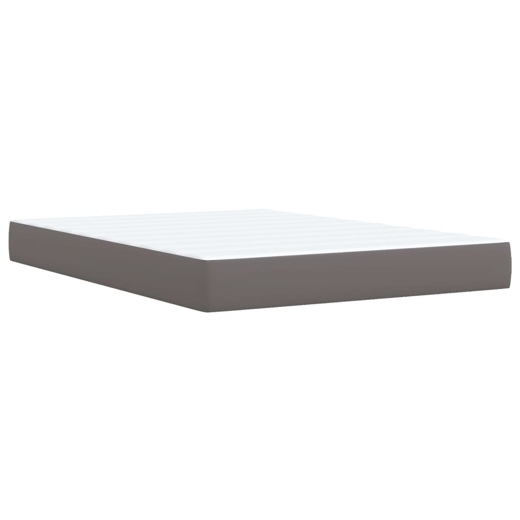 Pat box spring cu saltea, gri, 140x200 cm, piele ecologică