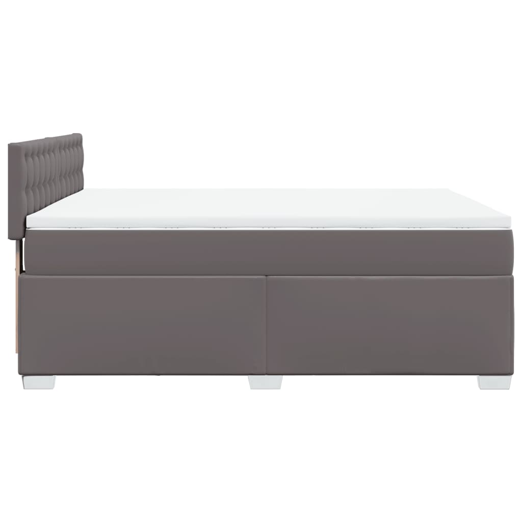 Pat box spring cu saltea, gri, 140x200 cm, piele ecologică