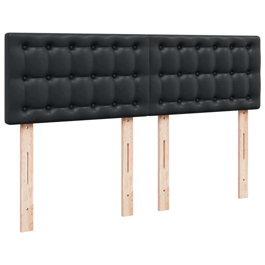 Pat box spring cu saltea, negru, 160x200 cm, piele ecologică