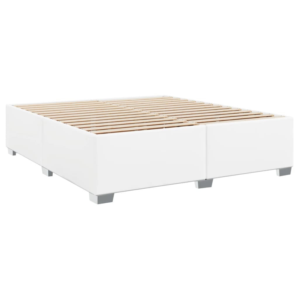 Pat box spring cu saltea, alb, 180x200 cm, piele ecologică