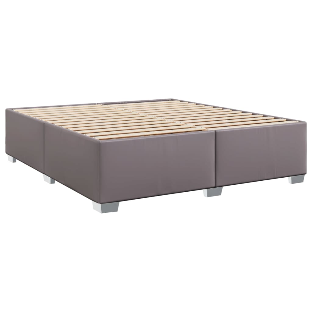 Pat box spring cu saltea, gri, 180x200 cm, piele ecologică