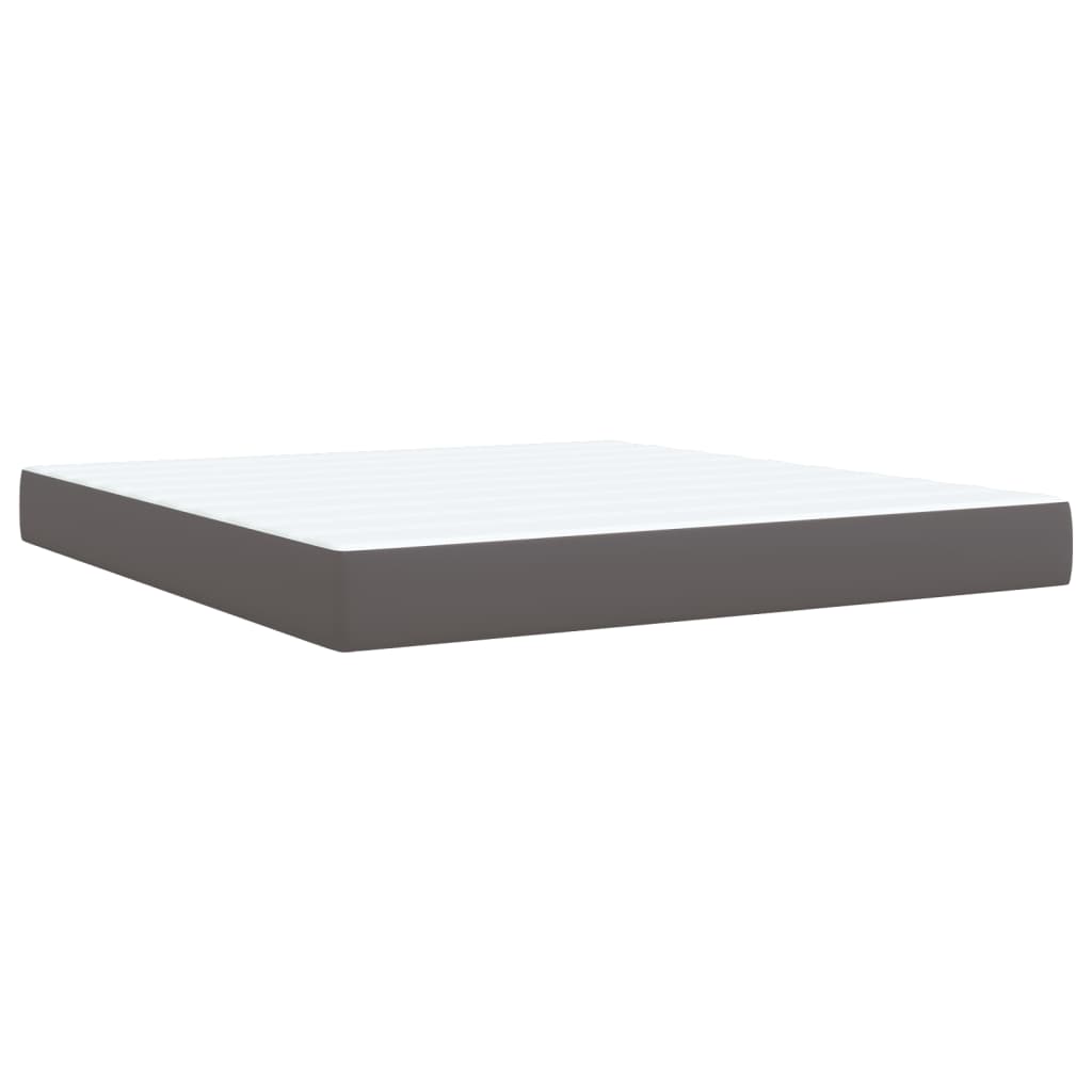 Pat box spring cu saltea, gri, 180x200 cm, piele ecologică