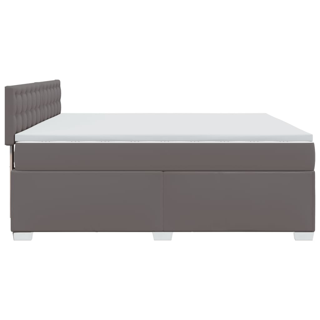 Pat box spring cu saltea, gri, 180x200 cm, piele ecologică