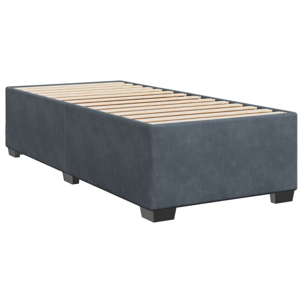 Pat box spring cu saltea, gri închis, 80x200 cm, catifea