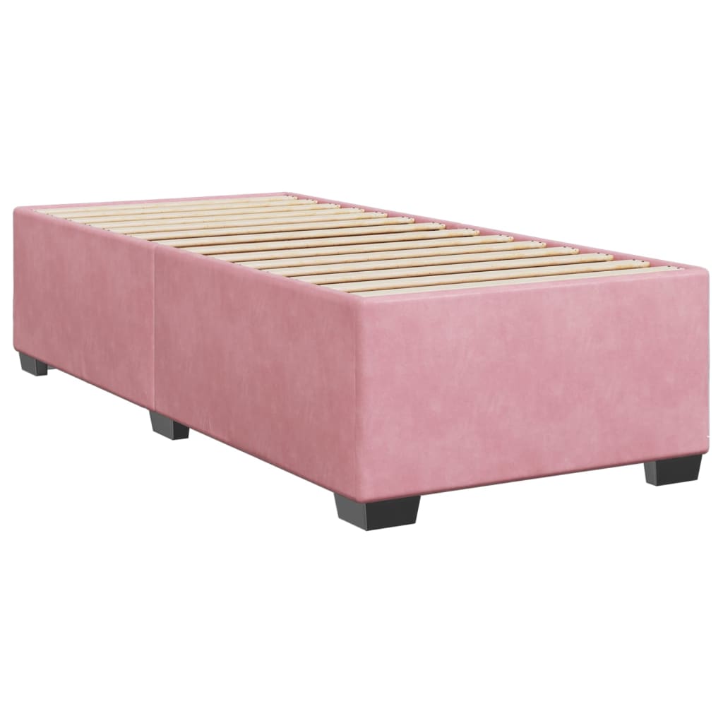 Pat box spring cu saltea, roz, 80x200 cm, catifea