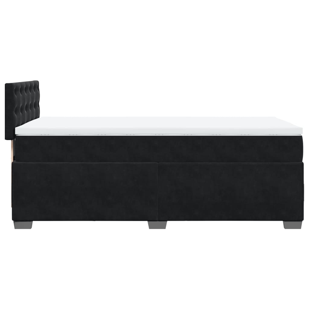 Pat box spring cu saltea, negru, 80x200 cm, catifea