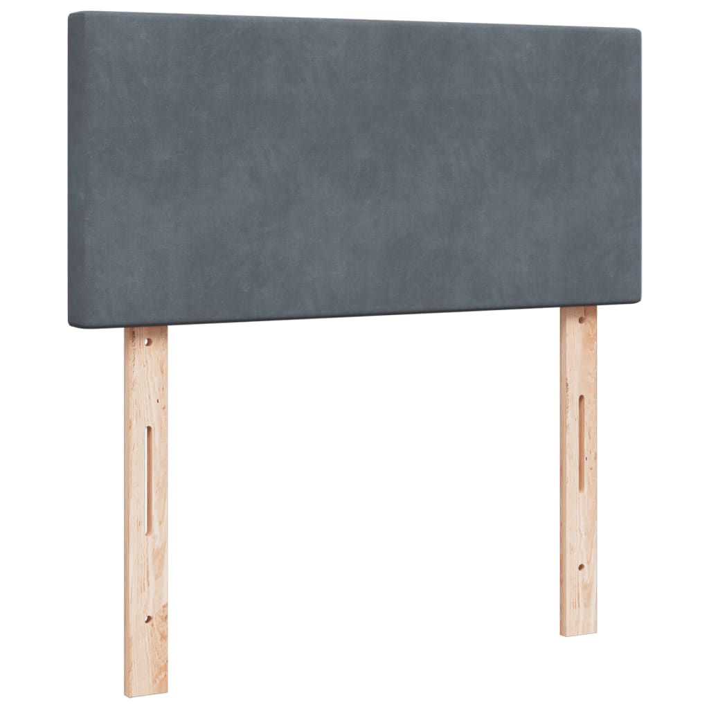 Pat box spring cu saltea, gri închis, 90x190 cm, catifea