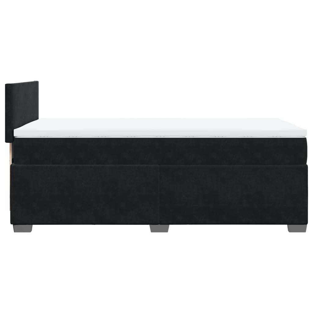 Pat box spring cu saltea, negru, 90x190 cm, catifea