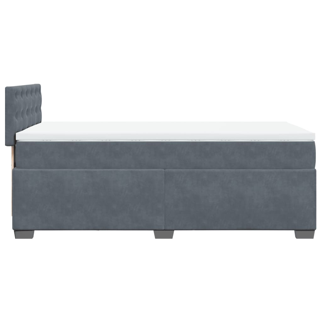 Pat box spring cu saltea, gri închis, 90x190 cm, catifea