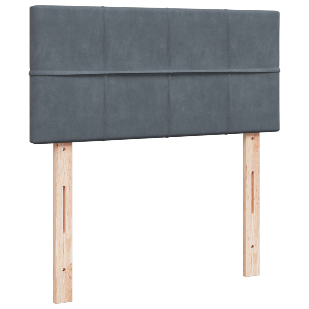 Pat box spring cu saltea, gri închis, 90x190 cm, catifea