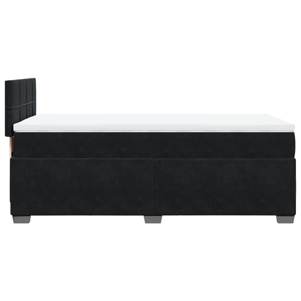 Pat box spring cu saltea, negru, 90x190 cm, catifea