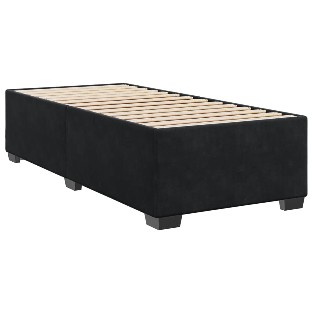 Pat box spring cu saltea, negru, 90x200 cm, catifea