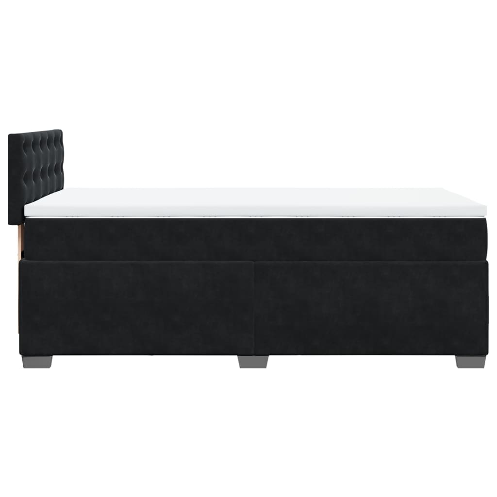 Pat box spring cu saltea, negru, 90x200 cm, catifea