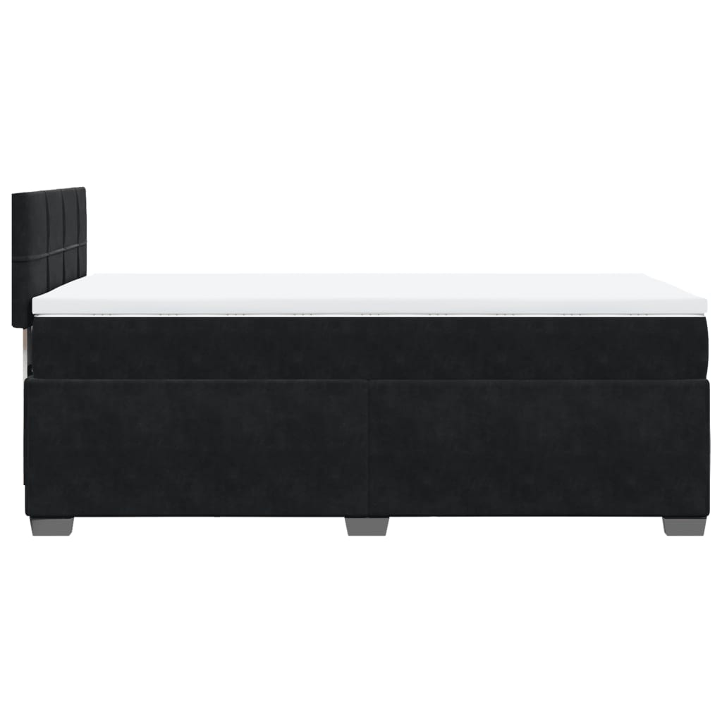 Pat box spring cu saltea, negru, 100x200 cm, catifea