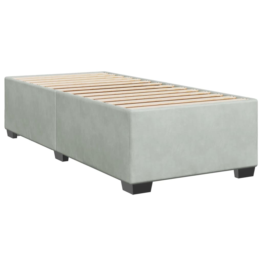 Pat box spring cu saltea, gri deschis, 100x200 cm, catifea