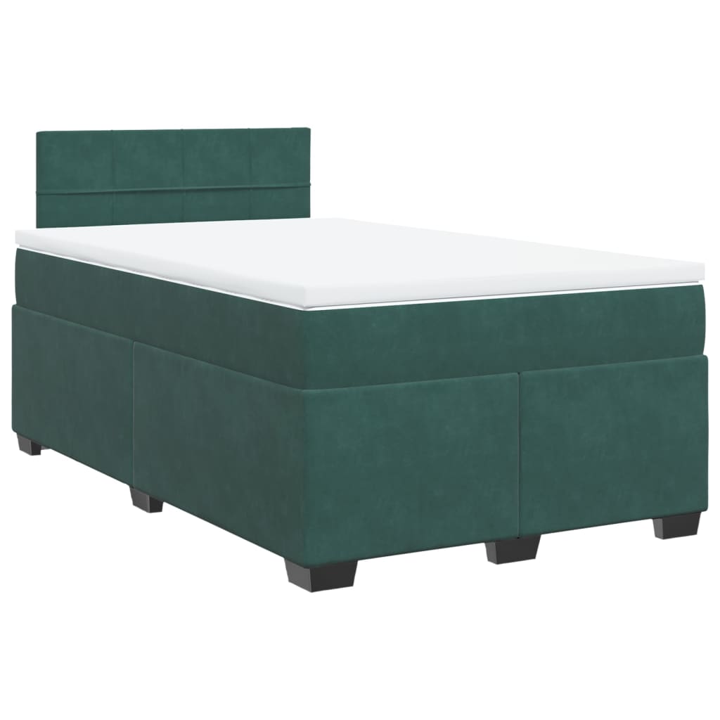 Pat box spring cu saltea, verde închis, 120x190 cm, catifea