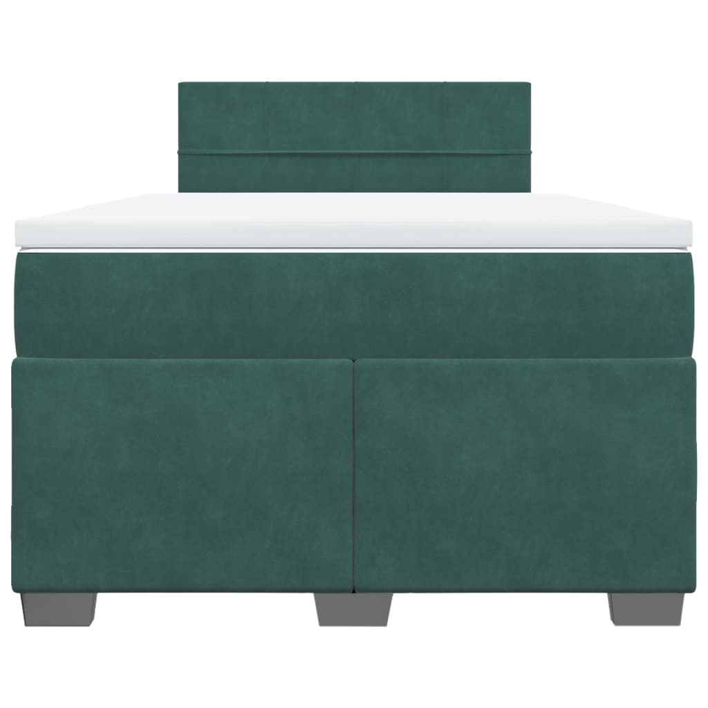 Pat box spring cu saltea, verde închis, 120x190 cm, catifea