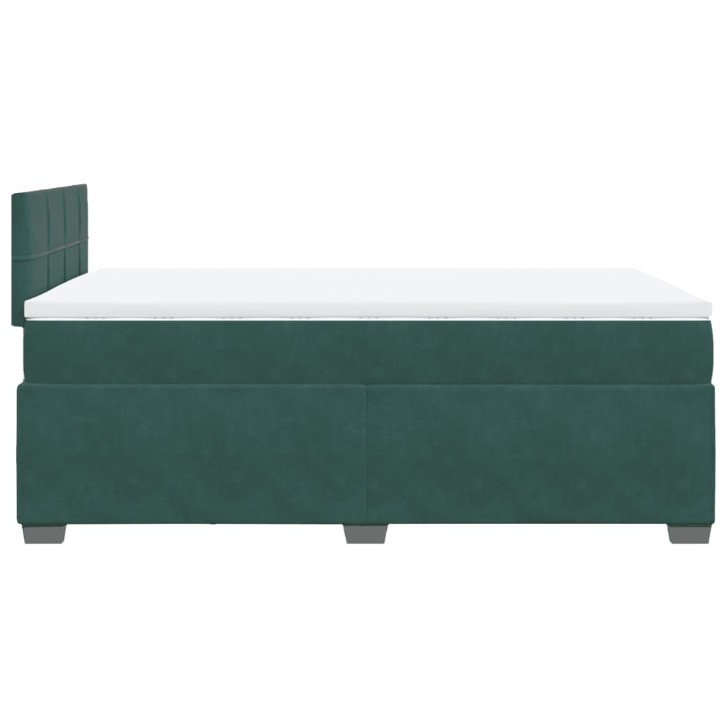 Pat box spring cu saltea, verde închis, 120x190 cm, catifea