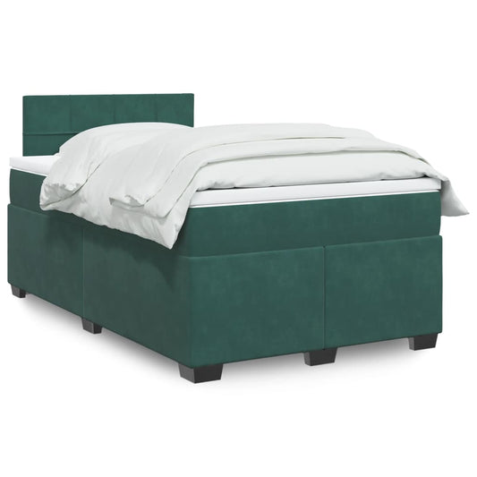 Pat box spring cu saltea, verde închis, 120x190 cm, catifea