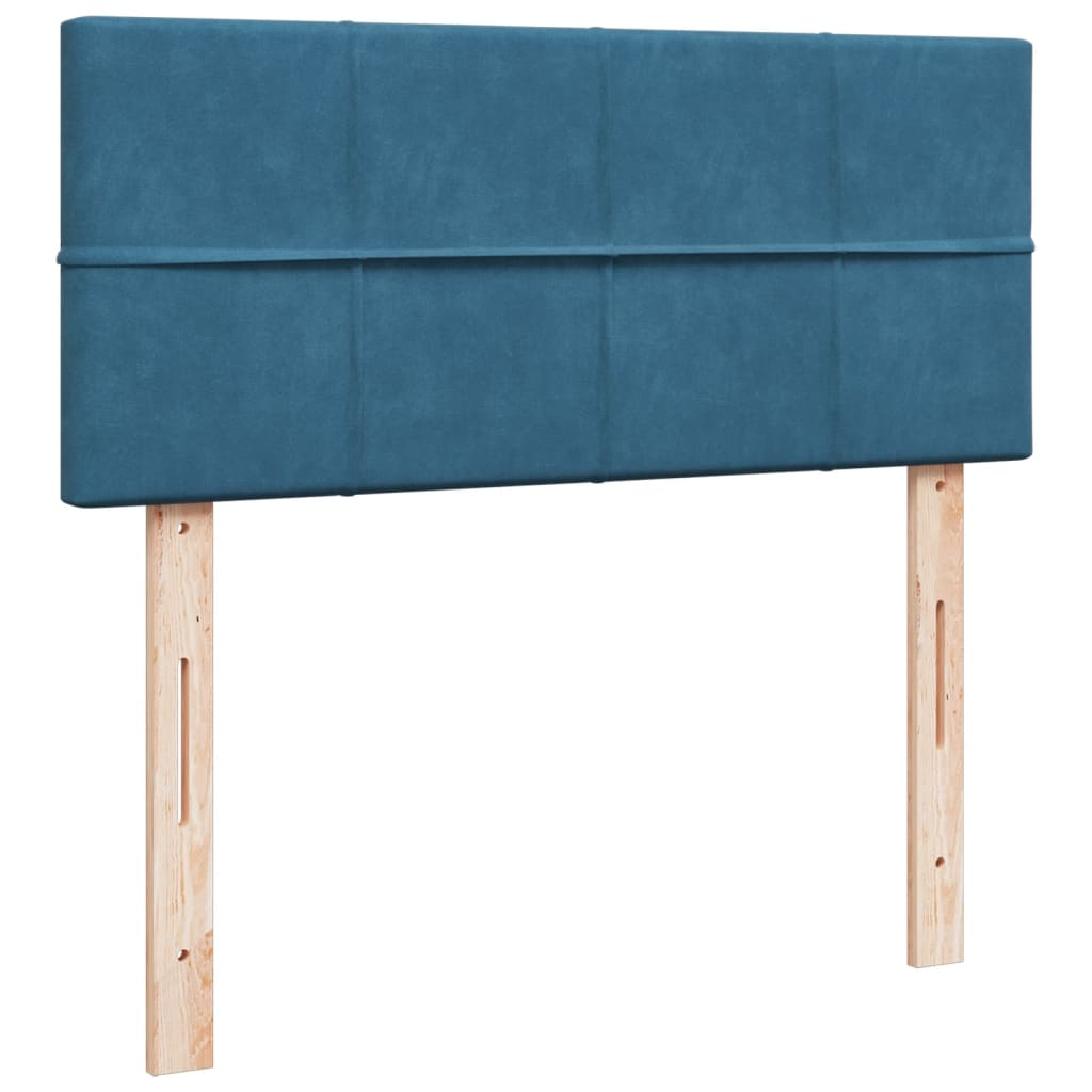 Pat box spring cu saltea, albastru, 120x190 cm, catifea