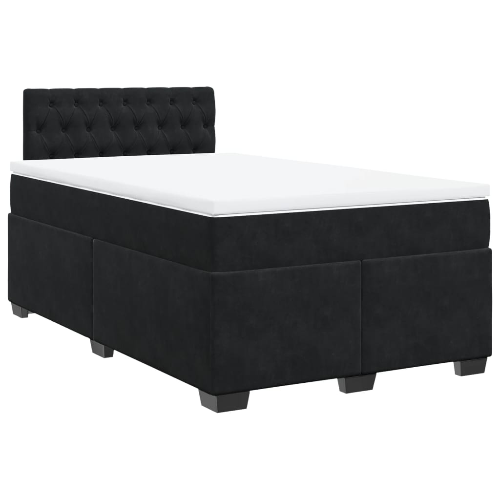 Pat box spring cu saltea, negru, 120x190 cm, catifea