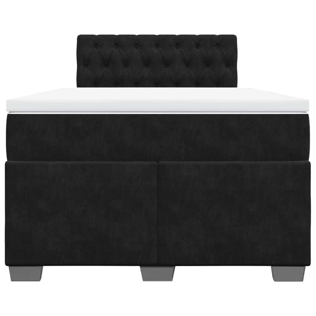 Pat box spring cu saltea, negru, 120x190 cm, catifea