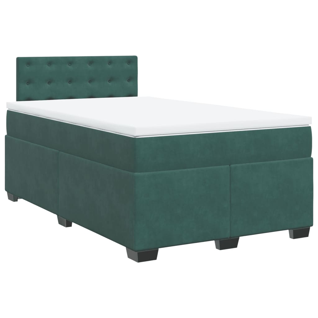 Pat box spring cu saltea, verde închis, 120x190 cm, catifea